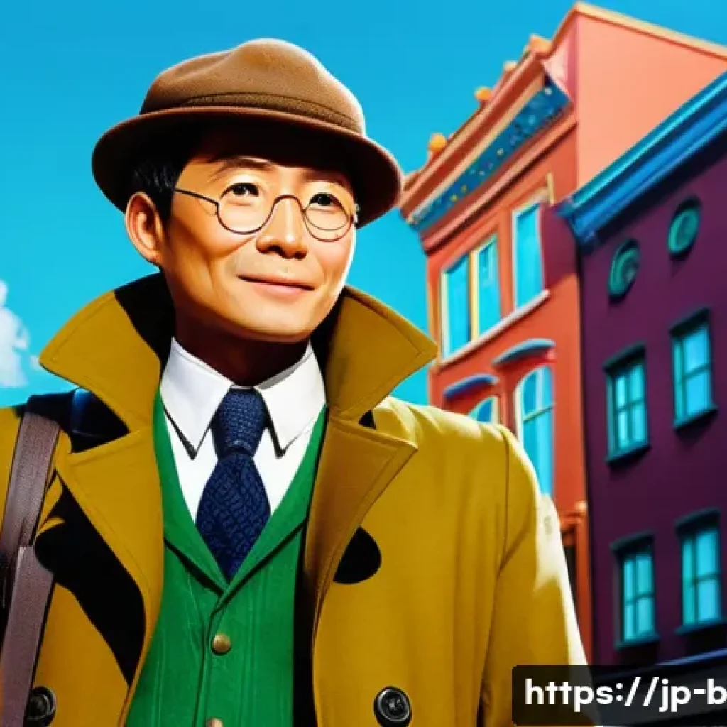 엉덩이탐정 책 시리즈 순서 - A cheerful and whimsical scene featuring Oshiri Tantei standing confidently in a classic detective p...