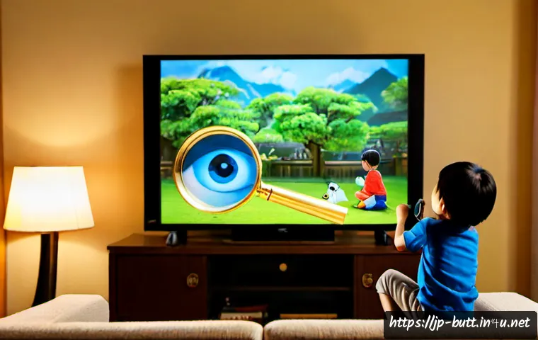 엉덩이탐정 애니메이션 방영 채널 - Photorealistic cozy Japanese living room, a parent and child watching a large television displaying ...
